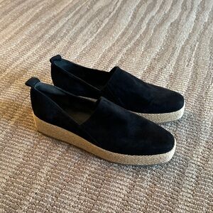 Vince Saxon Suede Espadrille Wedge Platform Sneakers Womens 8M Black